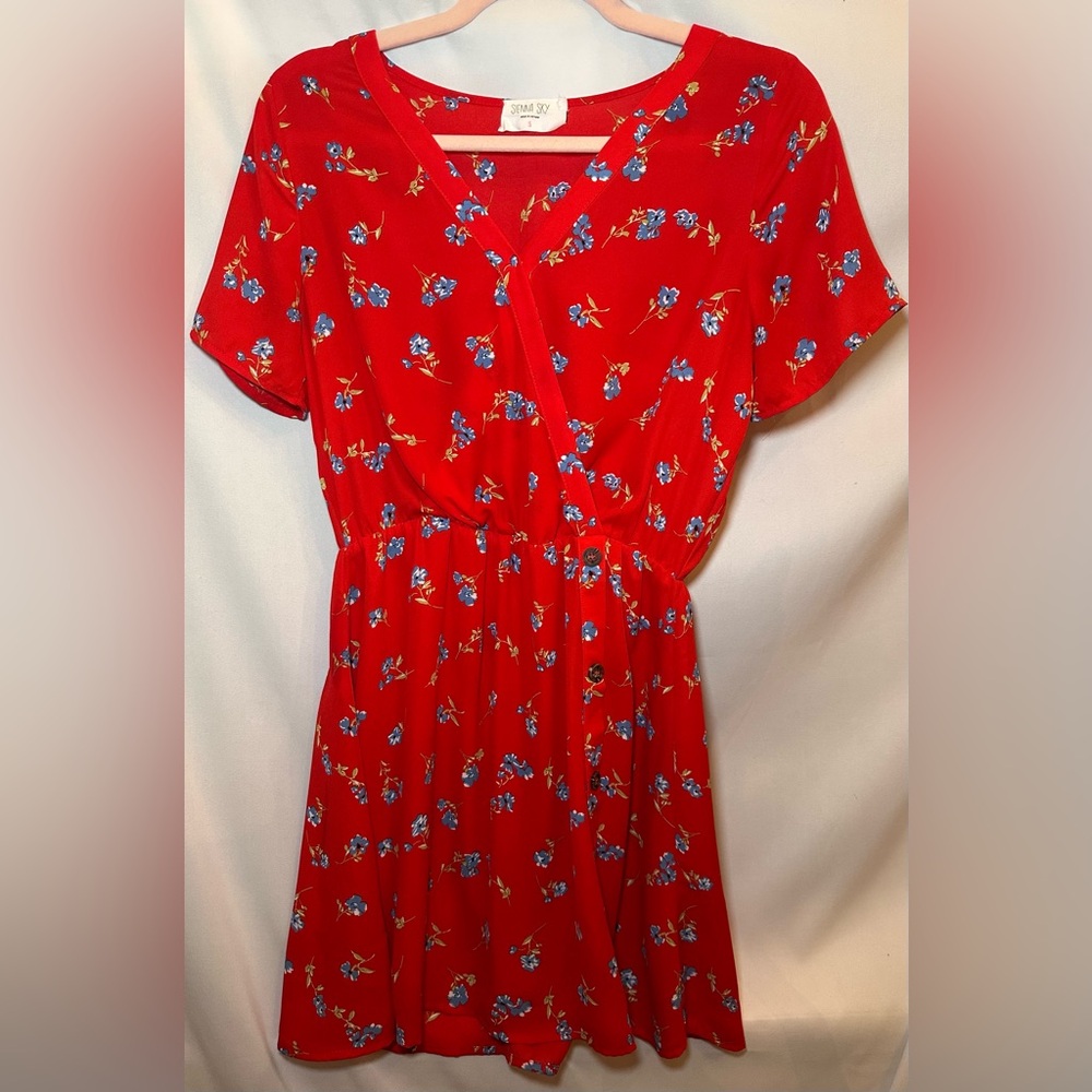 Sienna Sky Mini Floral Red Dress